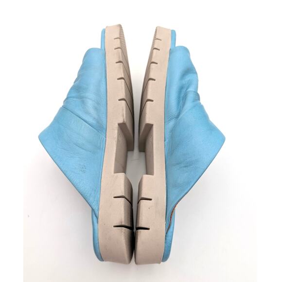 Miz Mooz Claribel Leather Slide Sandals Women's Teal Blue Size US6.5 EU37 - Picture 6 of 10